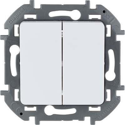 Выключатель LEGRAND INSPIRIA, 2клавиши, белый, 10AX, без рамки купить в СОМ