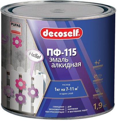 Эмаль ПФ-115 Pufas Decoself, красный, 1.9 кг купить в СОМ