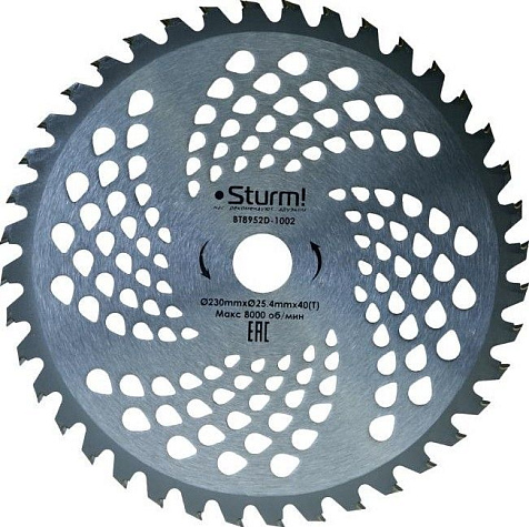 Нож для триммера STURM BT8952D-1002, 230х25.4мм, 40 зубьев купить в СОМ