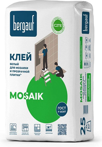 Клей для мрамора и мозаики Bergauf Mosaik белый , 25 кг купить в СОМ