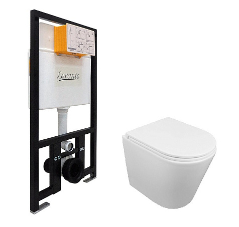 Инсталляция Loranto Prestige 4551, унитаз Azario Teramo AZ-0053-UQ3, торнадо, сиденье микролифт, без кнопки купить в СОМ