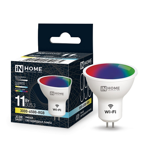 Лампа светодиодная InHome SMART GU5.3 11Вт RGBW димм 3000-6500К 990Лм купить в СОМ