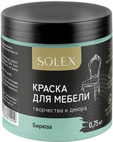 Краска акриловая Solex, для мебели, бирюза, 0.75 кг купить в СОМ
