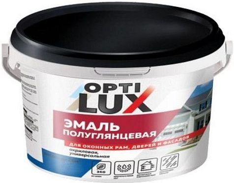 Эмаль акриловая Оптилюкс, универсальная, полуглянцевая, 1 кг купить в СОМ