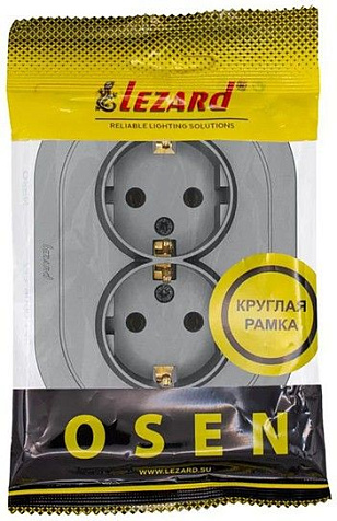 Механизм розетки  LEZARD OSEN Осень 2 гнезда, с заземлением,  круглая, серая матовая купить в СОМ