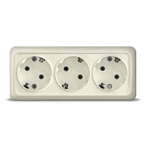 Розетка накладная Олимп, 1167, 3 поста, с заземлением, слоновая кость. купить в СОМ