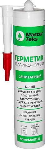 Герметик силиконовый MasterTeks HomeMaster, санитарный, белый, 260 мл купить в СОМ