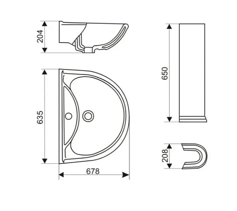 Умывальник Ст. Оскол Престиж черный, с постаментом купить в СОМ
