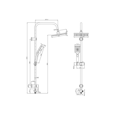 Система душевая G-lauf UST-1090YB, тропический душ, черный купить в СОМ