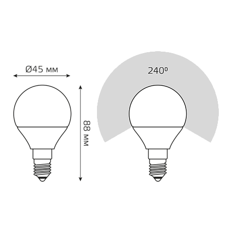 Лампа светодиодная Gauss Elementary, 12Вт, E14, 6500K, 950lm, шар купить в СОМ