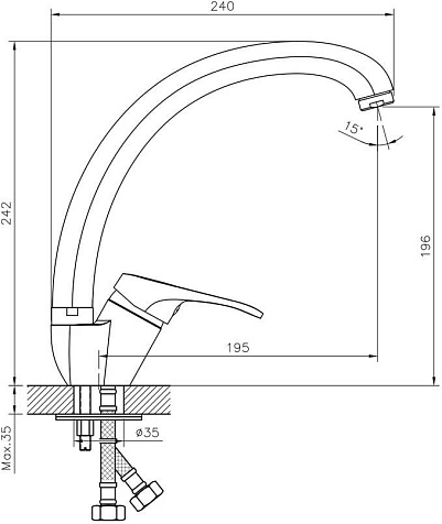 Смеситель для мойки Decoroom DR21021, латунь, хром купить в СОМ