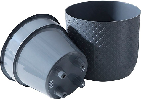 Кашпо Клевер 3,2л антрацит со вставкой купить в СОМ