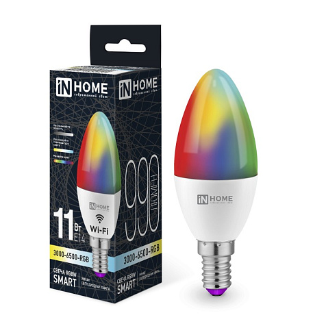 Лампа светодиодная InHome SMART СВЕЧА 11Вт Е14 RGBW димм 3000-6500К 990Лм купить в СОМ