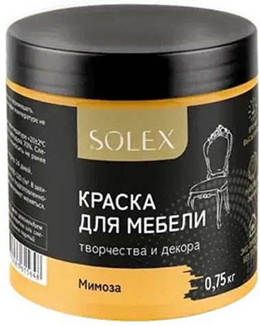 Краска акриловая Solex, для мебели, мимоза, 0.75 кг купить в СОМ