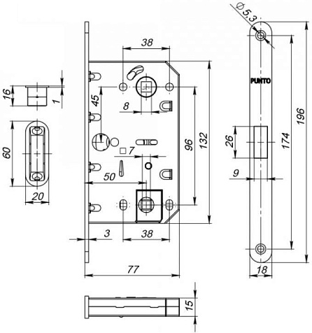 Защелка врезная магнитная PUNTO ML96WC-50/BL ABG бронза купить в СОМ