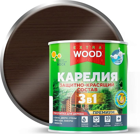 Состав защитно-красящий 3 в1 Карелия Wood Extra, палисандр, 0.75 л купить в СОМ