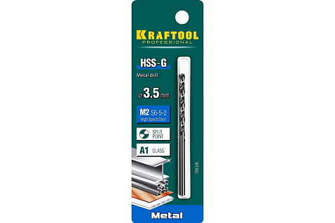 Сверло по металлу KRAFTOOL, 3.5мм, сталь М2 купить в СОМ