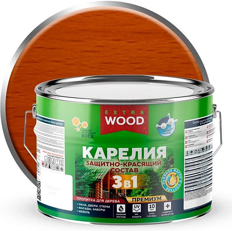 Состав защитно-красящий 3 в1 Карелия Wood Extra, орегон, 9 л купить в СОМ