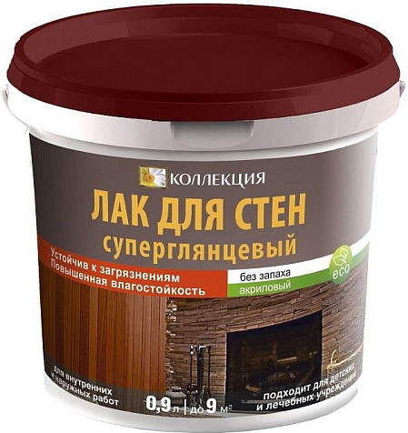 Лак акриловый Коллекция, для стен, суперглянцевый, 0.9 кг купить в СОМ