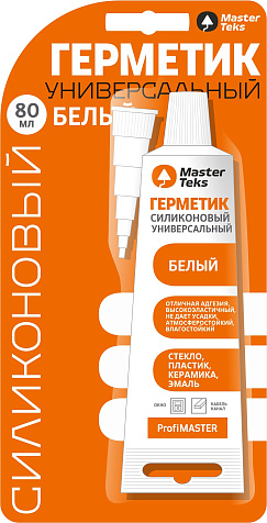 Герметик силиконовый MasterTeks ProfiMaster, универсальный, белый, 80 мл купить в СОМ