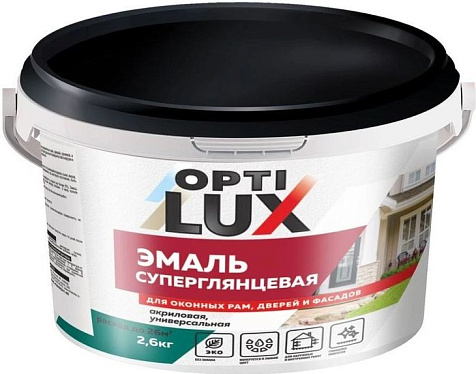 Эмаль акриловая Оптилюкс, универсальная, суперглянцевая, 2.6 кг купить в СОМ