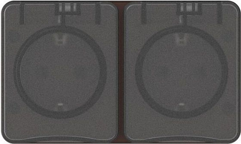 Розетка Systeme Electric AtlasDesign PROFI 2-м ОП 16А IP54 заземление, защ. шторки, коричневый купить в СОМ