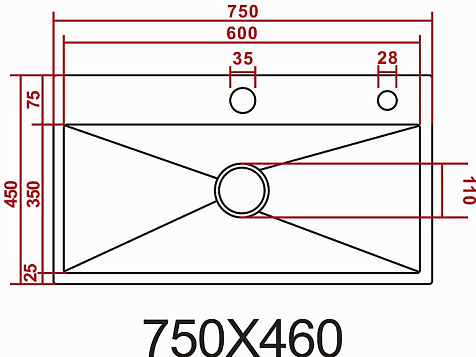 Мойка нержавеющая врезная Azario AZB7546H 750 х460 х220 мм, черный, корзина, доска, толщина 3 мм купить в СОМ