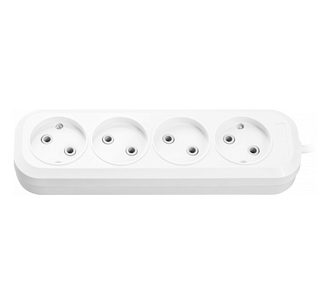 Удлинитель 4 гн, 5 м, БЗ, 10А IP20 белый OPE-S-04-500-X-2x1 ОНЛАЙТ купить в СОМ