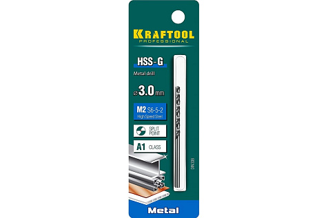 Сверло по металлу KRAFTOOL, 3.0мм, сталь М2 купить в СОМ
