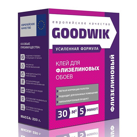 Клей Goodwik 30 для флизелиновых обоев, 220 гр купить в СОМ