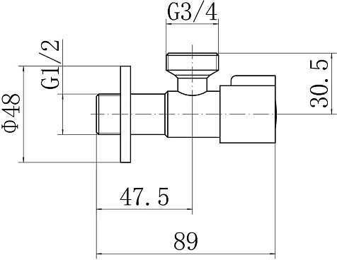 Кран шаровый угловой 1/2 х3/4, A54897C-1 купить в СОМ
