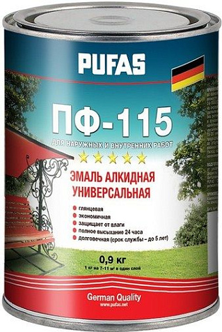 Эмаль ПФ-115 Pufas Decoself, черный, 0.9 кг купить в СОМ