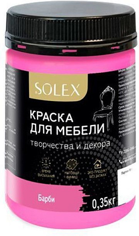 Краска акриловая Solex, для мебели, барби, 0.35 кг купить в СОМ
