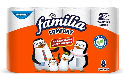 Бумага туалетная Familia Comfort 2 сл 8шт купить в СОМ