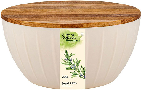 Салатник Sugar&Spice Rosemary 2,8л с деревянной крышкой купить в СОМ
