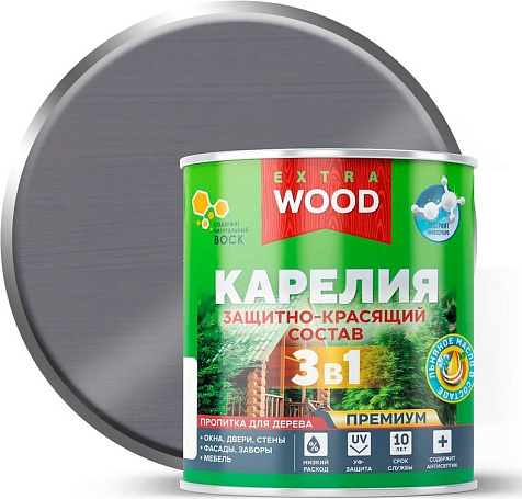 Состав защитно-красящий 3 в1 Карелия Wood Extra, скандинавия, 0.75 л купить в СОМ